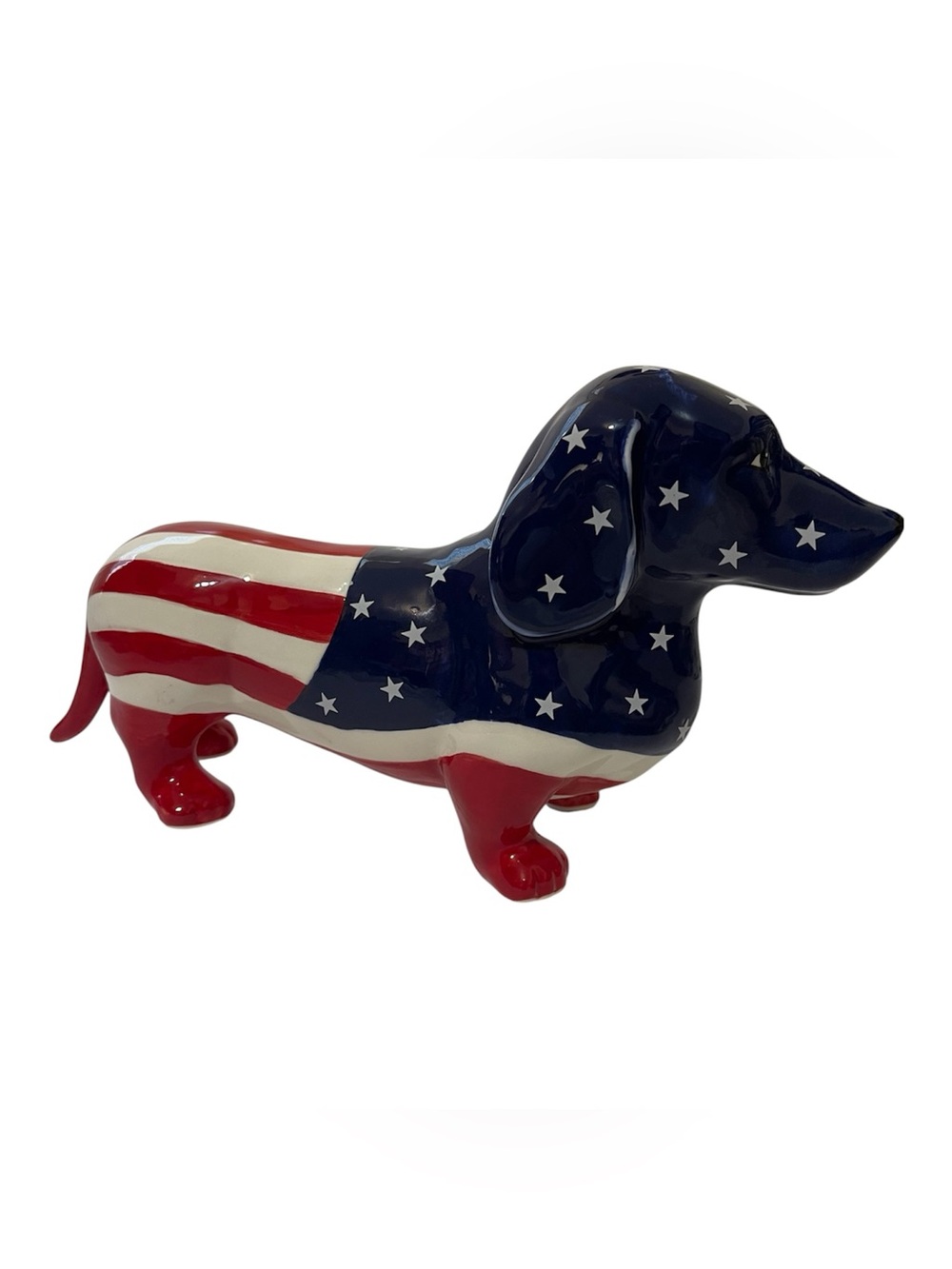 Blue Sky Clayworks Patriotic American Flag Dachshund - NWT **
